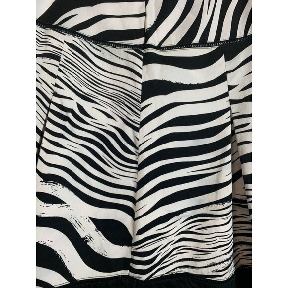 Worthington Zebra Print Skirt Y2K Animal Pleated Business Casual BlackWhite Sz 6 - Picture 3 of 5